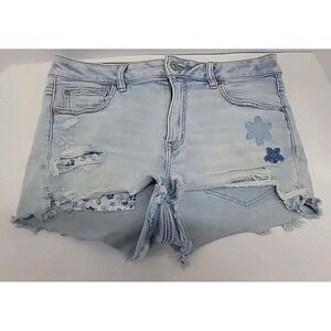 American Eagle shorts womens blue Flowered distressed Sz‎ 10